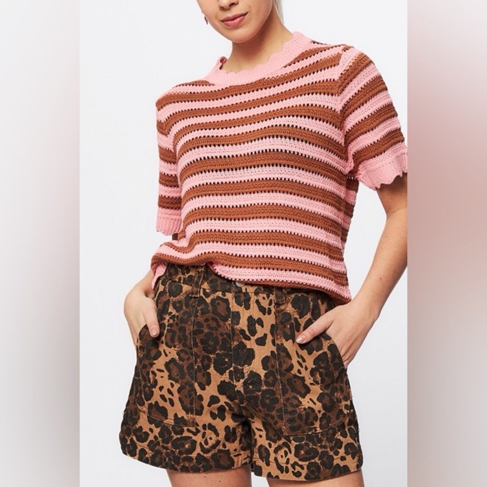 🆕Frnch 🇫🇷 Cilya knitted 100% cotton striped top, see measurements 
🩷NWT